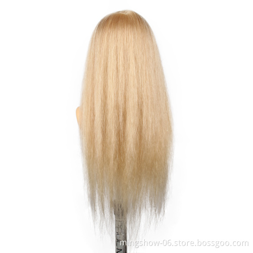 100 real human hair 24 hairdressing training head with shoulder